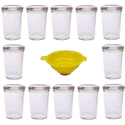 mikken Viva-Haushaltswaren Tarros de Cristal para Mermelada (12 Unidades, Capacidad de 150 ml, Incluye Tapa de Color Plateado y Embudo de Color Amarillo) mikken Viva-Haushaltswaren Tarros de Cristal para Mermelada (12 Unidades, Capacidad de 150 ml, Incluye Tapa de Color Plateado y Embudo de Color Amarillo)