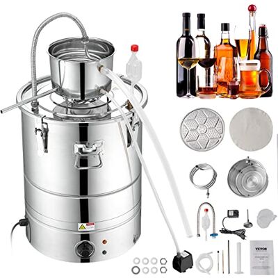 VEVOR Destilador de Alcohol de Agua 30 L Alambique de alcohol 1800 W Destilador de Acero Inoxidable con Bomba de Agua 6,8-8 W Juego Completo para Vinos de Frutas, Whisky, Brandy, Champán, Vodka VEVOR Destilador de Alcohol de Agua 30 L Alambique de alcohol 1800 W Destilador de Acero Inoxidable con Bomba de Agua 6,8-8 W Juego Completo para Vinos de Frutas, Whisky, Brandy, Champán, Vodka