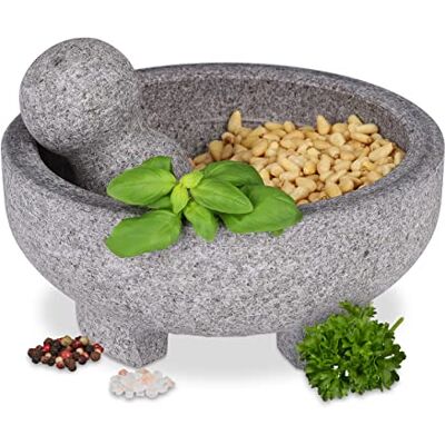 Relaxdays Mortero Granito con Mano, 9 x 20 cm, Resistente, Duradero, Moledor Piedra sin Pulir, Especias y Hierbas, Gris Relaxdays Mortero Granito con Mano, 9 x 20 cm, Resistente, Duradero, Moledor Piedra sin Pulir, Especias y Hierbas, Gris