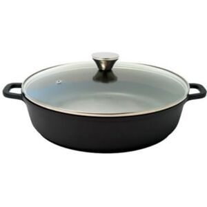 Baumalu Olla de cocción lenta baja de 36 cm + tapa de cristal 6,5 Lt Fundición aluminio cerámica Baumalu Olla de cocción lenta baja de 36 cm + tapa de cristal 6,5 Lt Fundición aluminio cerámica