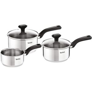 Tefal Comfort Max Juego de 3 Cazos de 16/18/20 cm + 2 Tapas, Apto inducción, sin antiadherente, apto lavavajillas y horno, acero inoxidable Tefal Comfort Max Juego de 3 Cazos de 16/18/20 cm + 2 Tapas, Apto inducción, sin antiadherente, apto lavavajillas y horno, acero inoxidable
