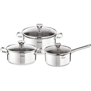 Tefal Duetto On Juego de 2 Ollas 20/24 cm + Cacerola 16 cm + 3 tapas de cristal, Apto inducción, Acero inoxidable 18/10, 10 años de garantía, Base 3 capas, Marcas de medición Tefal Duetto On Juego de 2 Ollas 20/24 cm + Cacerola 16 cm + 3 tapas de cristal, Apto inducción, Acero inoxidable 18/10, 10 años de garantía, Base 3 capas, Marcas de medición