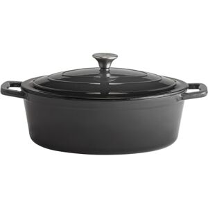 APS Cazuela con tapa "5 STARS", hierro fundido, apta para inducción, refractaria, incl. soporte para tapa, 33 x 25 cm, 5 litros, antracita APS Cazuela con tapa "5 STARS", hierro fundido, apta para inducción, refractaria, incl. soporte para tapa, 33 x 25 cm, 5 litros, antracita