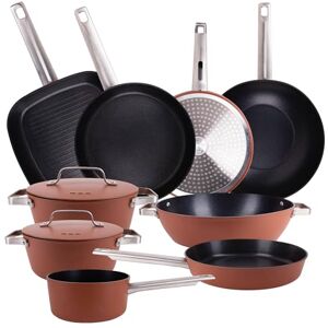 San Ignacio AGROS Batería de Cocina de 9 Pzs en Aluminio Forjado Sartenes, Cacerolas con Tapa, Wok, Asador, Cazo y Tartera – Rendimiento y Diseño San Ignacio AGROS Batería de Cocina de 9 Pzs en Aluminio Forjado Sartenes, Cacerolas con Tapa, Wok, Asador, Cazo y Tartera – Rendimiento y Diseño