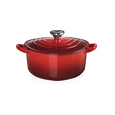 LE CREUSET Cocotte corazón de hierro fundido con pomo en forma de corazón, 20 cm, Cereza, LE CREUSET Cocotte corazón de hierro fundido con pomo en forma de corazón, 20 cm, Cereza,