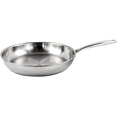 NERTHUS sartén de acero inoxidable 3 capas base full induction, sin antiadherente, compatible con todo tipo de cocinas, profesional y duradera NERTHUS sartén de acero inoxidable 3 capas base full induction, sin antiadherente, compatible con todo tipo de cocinas, profesional y duradera