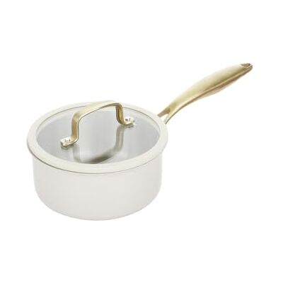 Genérico Cacerola California de acero inoxidable de m y 20 cm con tapa blanca/dorada Genérico Cacerola California de acero inoxidable de m y 20 cm con tapa blanca/dorada