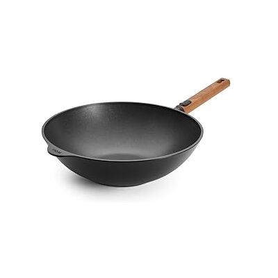 Woll Eco Logic QXR Sartén para wok y agitador (inductiva, diámetro de 32 cm, 10 cm de alto, con mango de madera sostenible extraíble, apta para todo tipo de cocinas, sin PFAS, revestimiento Woll Eco Logic QXR Sartén para wok y agitador (inductiva, diámetro de 32 cm, 10 cm de alto, con mango de madera sostenible extraíble, apta para todo tipo de cocinas, sin PFAS, revestimiento