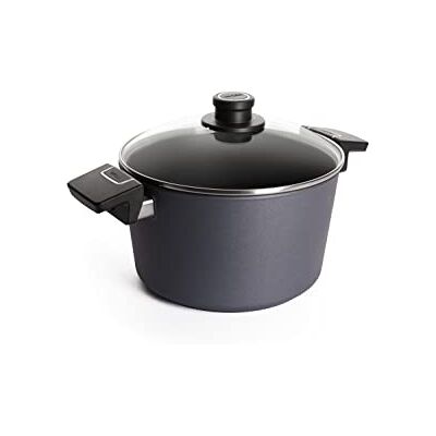 Woll Diamond Lite Olla con tapa de cristal en caja, diámetro de 24 cm, 13,5 cm de alto, 5 litros, con 2 asas laterales, apta para vitrocerámica, gas, eléctrica, halógena, no apta para inducción, Woll Diamond Lite Olla con tapa de cristal en caja, diámetro de 24 cm, 13,5 cm de alto, 5 litros, con 2 asas laterales, apta para vitrocerámica, gas, eléctrica, halógena, no apta para inducción,