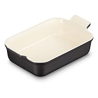 LE CREUSET Bandeja rectangular Heritage de cerámica de gres, 26 cm, 2.4 L, Negro Onyx, LE CREUSET Bandeja rectangular Heritage de cerámica de gres, 26 cm, 2.4 L, Negro Onyx,