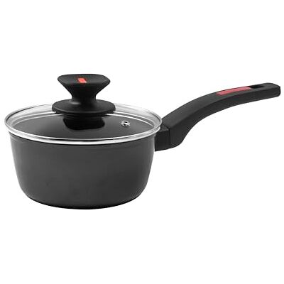 Zanetti Evolution Cacerola para inducción, diámetro 16 cm, fondo antiadherente, alto espesor, cacerola con tapa, mango cómodo con mango, negro Zanetti Evolution Cacerola para inducción, diámetro 16 cm, fondo antiadherente, alto espesor, cacerola con tapa, mango cómodo con mango, negro