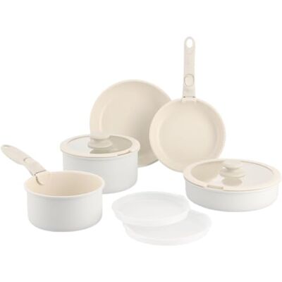 GreenChef Clickpan Juego de 11 utensilios de cocina con asas desmontables, apilables, antiadherentes de cerámica sin PFAS, aptas para inducción, horno hasta 220 °C, apto para lavavajillas, color GreenChef Clickpan Juego de 11 utensilios de cocina con asas desmontables, apilables, antiadherentes de cerámica sin PFAS, aptas para inducción, horno hasta 220 °C, apto para lavavajillas, color
