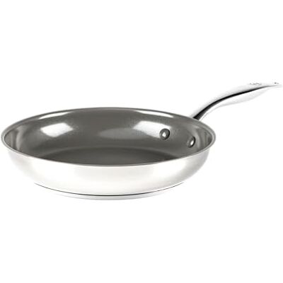 GreenChef Profile Plus Saludable Sartén de cerámica de acero inoxidable antiadherente, 24 cm, sin PFAS, inducción, resistente, apta para horno hasta 200 °C, interior plateado y negro GreenChef Profile Plus Saludable Sartén de cerámica de acero inoxidable antiadherente, 24 cm, sin PFAS, inducción, resistente, apta para horno hasta 200 °C, interior plateado y negro