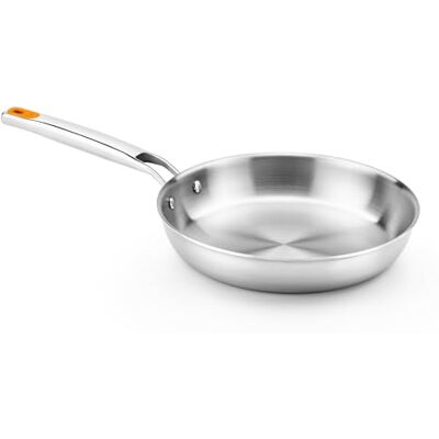 BRA Efficient Inox Sartén 28 cm, tricapa (interior acero inox 18/10 + interior aluminio + exterior acero inox 18/0 magnético), aptas para inducción, sin antiadherente, mango remachado BRA Efficient Inox Sartén 28 cm, tricapa (interior acero inox 18/10 + interior aluminio + exterior acero inox 18/0 magnético), aptas para inducción, sin antiadherente, mango remachado