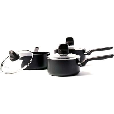 GreenPan Juego de Cazos Antiadherentes de Aluminio con Revestimiento de Cerámica, Aptos para Todo Tipo de Cocinas, Inducción, Horno y Lavavajillas, 16/18/20 cm, Negro GreenPan Juego de Cazos Antiadherentes de Aluminio con Revestimiento de Cerámica, Aptos para Todo Tipo de Cocinas, Inducción, Horno y Lavavajillas, 16/18/20 cm, Negro