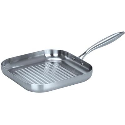 Fackelmann Vita3 Sartén Grill de Acero Inoxidable 28 cm, Acero Inoxidable Triply con Triple Fondo Difusor, Sin Antiadherente, Sin PFA, Apta para Inducción, Gas, Vitro y Horno, Apto Lavavajillas Fackelmann Vita3 Sartén Grill de Acero Inoxidable 28 cm, Acero Inoxidable Triply con Triple Fondo Difusor, Sin Antiadherente, Sin PFA, Apta para Inducción, Gas, Vitro y Horno, Apto Lavavajillas
