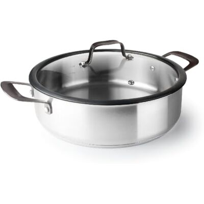 LACOR Cacerola Baja con Tapa Origin, Acero inoxidable 18/10, Tapa Vidrio Templado, Válvula Salida de Vapor, 4.7 Litros, Apto para inducción, Apto para Lavavajillas, Apto para Horno, Ø28cm LACOR Cacerola Baja con Tapa Origin, Acero inoxidable 18/10, Tapa Vidrio Templado, Válvula Salida de Vapor, 4.7 Litros, Apto para inducción, Apto para Lavavajillas, Apto para Horno, Ø28cm