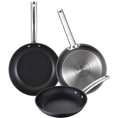 MasterPro Juego de 3 Sartenes Ø24Ø28Ø30cm en Aluminio forjado aptas para inducción color Negro FOODIES MasterPro Juego de 3 Sartenes Ø24Ø28Ø30cm en Aluminio forjado aptas para inducción color Negro FOODIES