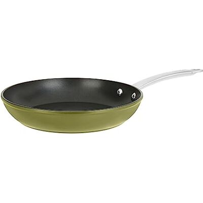 Sitram Sartén de aluminio reciclado, diámetro 26 cm, altura 5 cm, color verde metalizado, revestimiento interior antiadherente, sin PFOA, mango de acero inoxidable, remache para todo tipo de Sitram Sartén de aluminio reciclado, diámetro 26 cm, altura 5 cm, color verde metalizado, revestimiento interior antiadherente, sin PFOA, mango de acero inoxidable, remache para todo tipo de