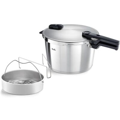 Fissler Vitaquick Olla a presión grande de 10 L, 26 cm de diámetro, con accesorio, olla a presión de acero inoxidable, 2 niveles de cocción, apta para inducción Fissler Vitaquick Olla a presión grande de 10 L, 26 cm de diámetro, con accesorio, olla a presión de acero inoxidable, 2 niveles de cocción, apta para inducción
