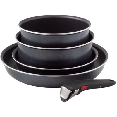 Tefal Ingenio Enjoy Juego de 2 Sartenes 22/28 cm + 2 Cazos 18/20 cm + Mango extraíble, Apto inducción, antiadherentes, revestimiento titanio, Thermo-signal, apto horno Tefal Ingenio Enjoy Juego de 2 Sartenes 22/28 cm + 2 Cazos 18/20 cm + Mango extraíble, Apto inducción, antiadherentes, revestimiento titanio, Thermo-signal, apto horno
