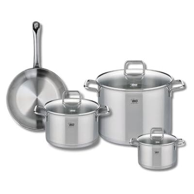 Fackelmann ELO 9694550 Batería de cocina (4 piezas, juego de 1 sartén de 24 cm y 3 ollas de 14, 20 y 26 cm, Elo Profi Citrin, acero inoxidable, inducción Fackelmann ELO 9694550 Batería de cocina (4 piezas, juego de 1 sartén de 24 cm y 3 ollas de 14, 20 y 26 cm, Elo Profi Citrin, acero inoxidable, inducción