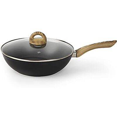 Excelsa Sakura Wok con tapa de aluminio forjado de 28 cm. Excelsa Sakura Wok con tapa de aluminio forjado de 28 cm.