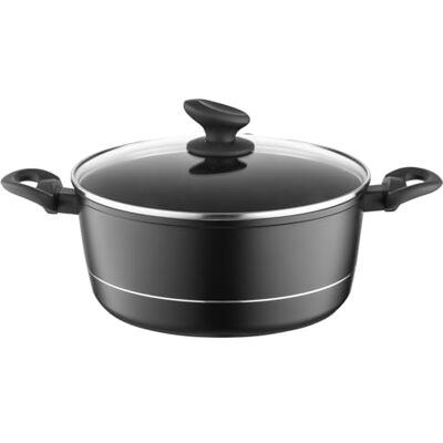 Florina Olla de Aluminio (6,5 l) I 28 cm I Olla con Tapa de Vidrio DELUX I Medidor y Revestimiento Antiarañazos I Cazuela Induccion I Apta para Cocina de Inducción, Gas y Eléctrica (Negra) Florina Olla de Aluminio (6,5 l) I 28 cm I Olla con Tapa de Vidrio DELUX I Medidor y Revestimiento Antiarañazos I Cazuela Induccion I Apta para Cocina de Inducción, Gas y Eléctrica (Negra)