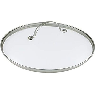 GreenPan Tapa Universal de Vidrio Templado con Bordes de Acero Inoxidable y Asa de Metal, 28 cm, Cristal GreenPan Tapa Universal de Vidrio Templado con Bordes de Acero Inoxidable y Asa de Metal, 28 cm, Cristal