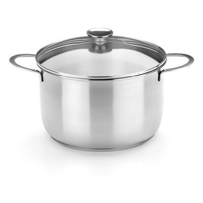 BRA Ancora Olla, 22 cm, acero inoxidable 18/10, con tapa de cristal BRA Ancora Olla, 22 cm, acero inoxidable 18/10, con tapa de cristal