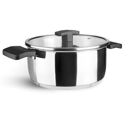 LACOR Cacerola con Tapa Caliza, Acero Inoxidable 18/10, Triple Fondo Difusor, Compatible Inducción, Apta Lavavajillas, ø18 cm, 2 Litros LACOR Cacerola con Tapa Caliza, Acero Inoxidable 18/10, Triple Fondo Difusor, Compatible Inducción, Apta Lavavajillas, ø18 cm, 2 Litros