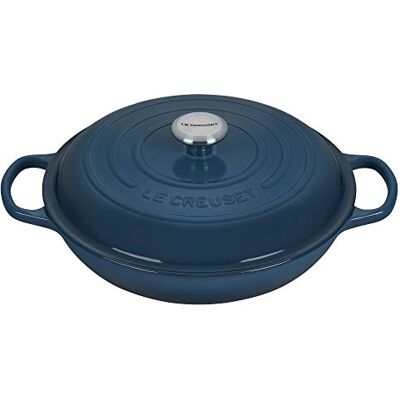 LE CREUSET Cacerola baja de hierro fundido, 30 cm, 3, 5 L, Deep Teal, 21180306422430 LE CREUSET Cacerola baja de hierro fundido, 30 cm, 3, 5 L, Deep Teal, 21180306422430