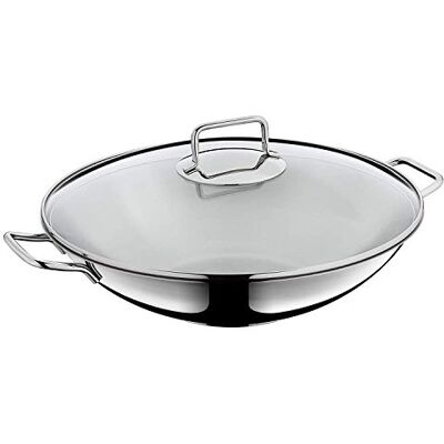 WMF Macao Juego de wok de 2 piezas con sartén de 36 cm y tapa de cristal, acero inoxidable Cromargan, sin revestimiento, para inducción WMF Macao Juego de wok de 2 piezas con sartén de 36 cm y tapa de cristal, acero inoxidable Cromargan, sin revestimiento, para inducción