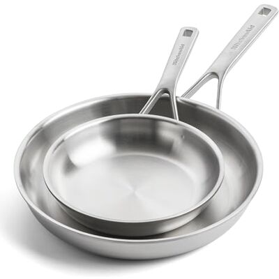 KitchenAid MultiPly 3PLY Set de 2 Sartenes de Acero Inoxidable sin PFAS, 24 cm y 28 cm, Triply, Multicapa, Inducción, Aptas para Horno hasta 220°C, Aptas para Lavavajillas, Plateadas KitchenAid MultiPly 3PLY Set de 2 Sartenes de Acero Inoxidable sin PFAS, 24 cm y 28 cm, Triply, Multicapa, Inducción, Aptas para Horno hasta 220°C, Aptas para Lavavajillas, Plateadas