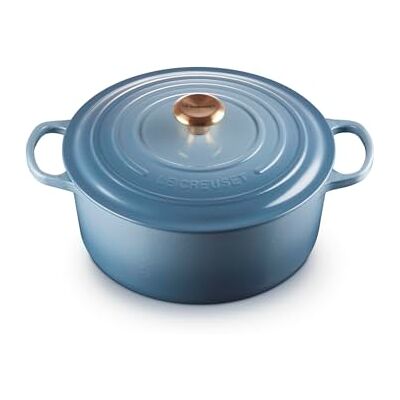 LE CREUSET Cocotte redonda de hierro fundido, 28 cm, 6, 7 L, Todas Las Fuentes de Calor Incl. inducción, Chambray, LE CREUSET Cocotte redonda de hierro fundido, 28 cm, 6, 7 L, Todas Las Fuentes de Calor Incl. inducción, Chambray,