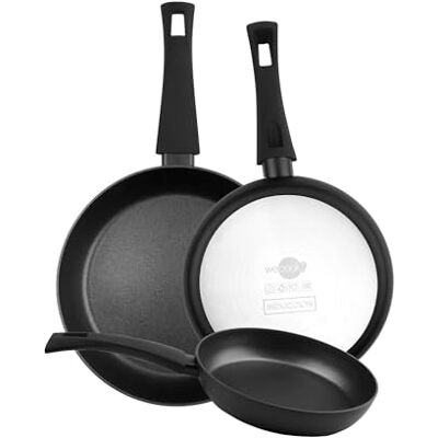 WECOOK! Ecogreen Juego de Sartenes Antiadherentes Set de 3 sartenes 20-24-28 cm de Aluminio Prensado – Apta para todas las cocinas Inducción, Gas y Vitrocerámica, libre PFOA, Mango Soft Touch, Negro WECOOK! Ecogreen Juego de Sartenes Antiadherentes Set de 3 sartenes 20-24-28 cm de Aluminio Prensado – Apta para todas las cocinas Inducción, Gas y Vitrocerámica, libre PFOA, Mango Soft Touch, Negro