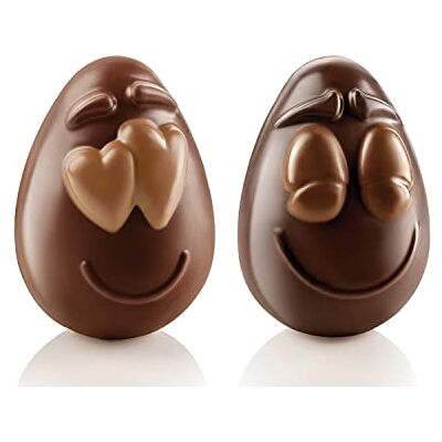 silikomart Molde de Chocolate Termoformado Reutilizable SMILING EGGS, Pack de 1 Molde de Huevo de Chocolate, Forma de Cara Sonriente, 77 x 108 h 82 mm, Made in Italy silikomart Molde de Chocolate Termoformado Reutilizable SMILING EGGS, Pack de 1 Molde de Huevo de Chocolate, Forma de Cara Sonriente, 77 x 108 h 82 mm, Made in Italy