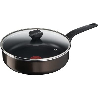 Tefal Sartén de 24 cm + tapa, todos los fuegos excepto inducción, revestimiento antiadherente, fabricado en Francia, Easy Cook&Clean Tefal Sartén de 24 cm + tapa, todos los fuegos excepto inducción, revestimiento antiadherente, fabricado en Francia, Easy Cook&Clean