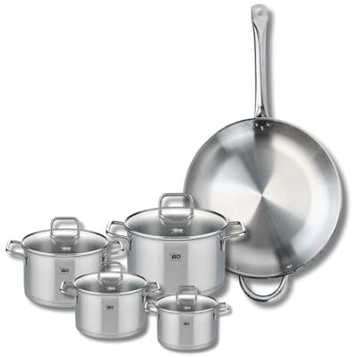 Fackelmann ELO 9500950 Batería de cocina (5 piezas, juego de 1 sartén de 32 cm y 4 ollas 12, 14, 16 y 20 cm, Elo Profi Citrin, acero inoxidable, inducción Fackelmann ELO 9500950 Batería de cocina (5 piezas, juego de 1 sartén de 32 cm y 4 ollas 12, 14, 16 y 20 cm, Elo Profi Citrin, acero inoxidable, inducción