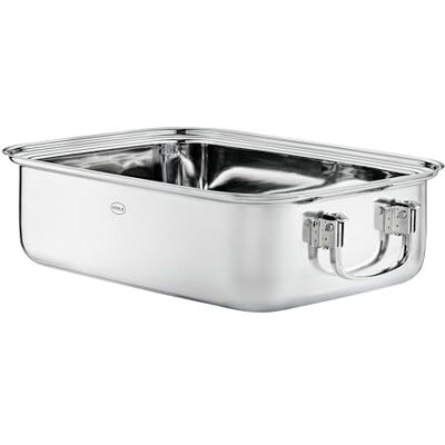 RÖSLE Bratreine Cacerola rectangular de acero inoxidable 18/10 (37 x 27 cm, aprox. 8 l), con asas plegables, apta para lavavajillas, ideal para asar y guisar RÖSLE Bratreine Cacerola rectangular de acero inoxidable 18/10 (37 x 27 cm, aprox. 8 l), con asas plegables, apta para lavavajillas, ideal para asar y guisar