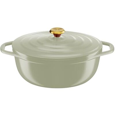 Tefal Cacerola de Hierro Fundido Ovalado, 30 cm, Olla Ligera de Aluminio Fundido, fácil Limpieza, Revestimiento cerámico Seguro, Tapa de condensación, compatibilidad Horno, inducción, Aire Tefal Cacerola de Hierro Fundido Ovalado, 30 cm, Olla Ligera de Aluminio Fundido, fácil Limpieza, Revestimiento cerámico Seguro, Tapa de condensación, compatibilidad Horno, inducción, Aire