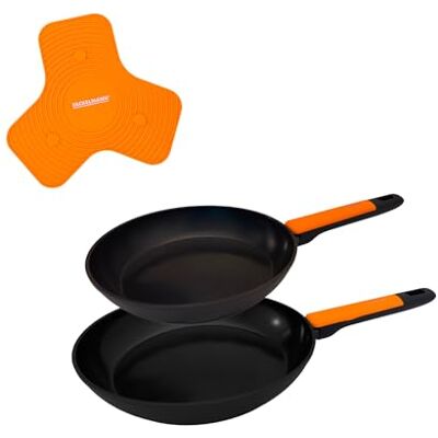 Fackelmann Soft Set de Sartenes, Incluye 2 Sartenes Antiadherentes de 24 y 28 cm con Mango Soft y Salvamanteles de Silicona Imantado Fackelmann Soft Set de Sartenes, Incluye 2 Sartenes Antiadherentes de 24 y 28 cm con Mango Soft y Salvamanteles de Silicona Imantado