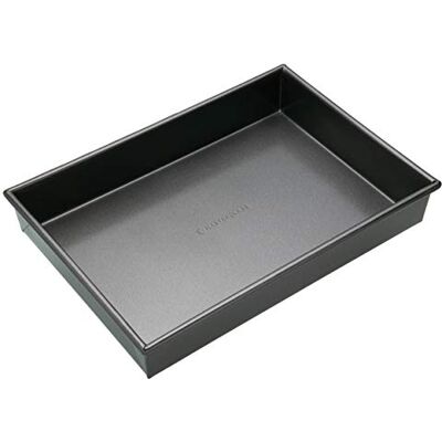 Master Class MasterClass Bandeja para hornear/hornear con antiadherente PTFE, PFOA y BPA, robusta bandeja rectangular profunda de acero al carbono de 1 mm, 35 x 24 cm Gris Master Class MasterClass Bandeja para hornear/hornear con antiadherente PTFE, PFOA y BPA, robusta bandeja rectangular profunda de acero al carbono de 1 mm, 35 x 24 cm Gris
