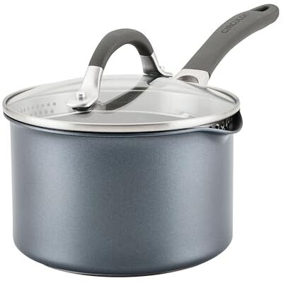 Circulon Scratch Defense Cacerola antiadherente con tapa, 16 cm, 1,8 L, cacerola de inducción con tapa coladora y bordes de vertido, utensilios de cocina aptos para lavavajillas y horno, acabado de Circulon Scratch Defense Cacerola antiadherente con tapa, 16 cm, 1,8 L, cacerola de inducción con tapa coladora y bordes de vertido, utensilios de cocina aptos para lavavajillas y horno, acabado de