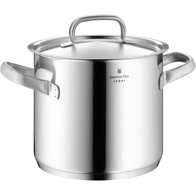 WMF Gourmet Plus Olla Alta 24 cm Ø de 8,8L Sin Recubrimiento Antiadherente de Acero Inoxidable Cromargan con Tapa Metálica, Apta para Todo Tipo de Cocinas WMF Gourmet Plus Olla Alta 24 cm Ø de 8,8L Sin Recubrimiento Antiadherente de Acero Inoxidable Cromargan con Tapa Metálica, Apta para Todo Tipo de Cocinas
