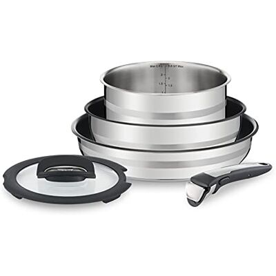 Tefal , Ingenio, Jamie Oliver, juego de utensilios de cocina, acero inoxidable, sartenes Tefal , Ingenio, Jamie Oliver, juego de utensilios de cocina, acero inoxidable, sartenes