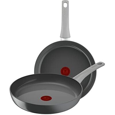 Tefal Renew On – Juego 2 Sartenes 24/28 cm de aluminio 100% reciclado, revestimiento antiadherente cerámico, Thermo-Signal, embalaje 90% reciclado, todo tipo de cocinas, cocina saludable Tefal Renew On – Juego 2 Sartenes 24/28 cm de aluminio 100% reciclado, revestimiento antiadherente cerámico, Thermo-Signal, embalaje 90% reciclado, todo tipo de cocinas, cocina saludable