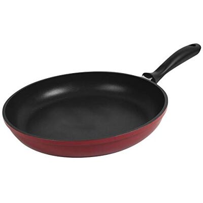 Sitram 710623, Poêle diam. 28 cm rouge en fonte d'aluminium indéformable revêtement noir sans PFOA tous feux dont induction manche plastique thermorésistant Sitram 710623, Poêle diam. 28 cm rouge en fonte d'aluminium indéformable revêtement noir sans PFOA tous feux dont induction manche plastique thermorésistant