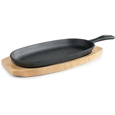 IBILI Plato Hierro Fundido con Base de Madera de Haya 24X13 cms IBILI Plato Hierro Fundido con Base de Madera de Haya 24X13 cms
