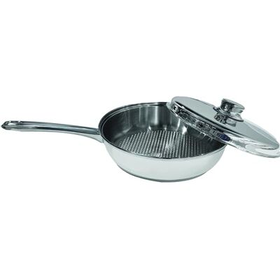 Artame NORDICO, Sartén con tapa Ø 26 cm, cacerola Inox, triple fondo, mango resistente al calor, base de nido de abeja antiadherente, todo tipo de fuegos, incluso inducción, acero inoxidable Artame NORDICO, Sartén con tapa Ø 26 cm, cacerola Inox, triple fondo, mango resistente al calor, base de nido de abeja antiadherente, todo tipo de fuegos, incluso inducción, acero inoxidable
